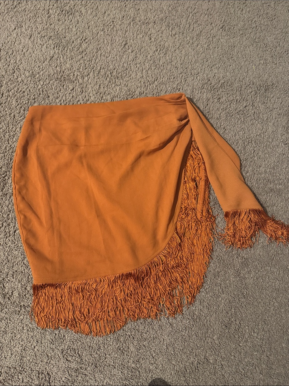Orange Fringe Wrap Style Skirt